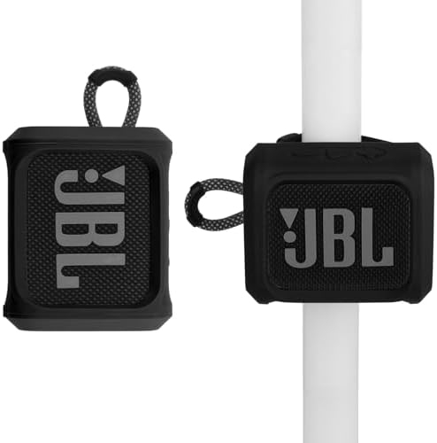 TXesign Silicone Case Cover for JBL Go 3 Portable Speaker with Removable Strap for Bike Golf Cart Travel Carrying Case Protective Sleeve Speaker Cover (Black)