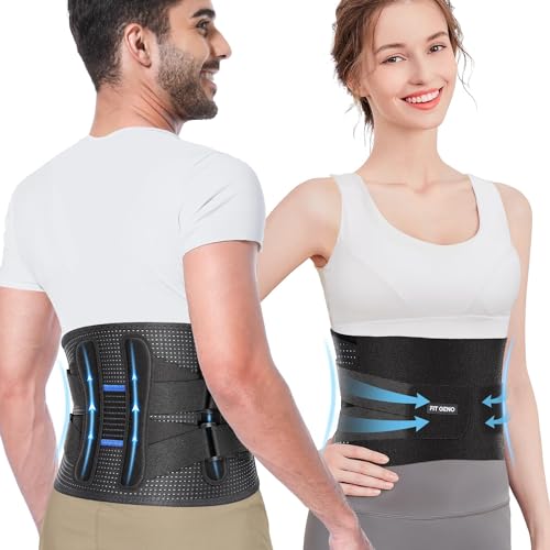 Fit Geno Back Brace Support for Lower Back Pain: Designed for Women & Men - Provides Lumbar Support for Herniated Discs, Heavy Lifting - Breathable and Dual Adjustable, Small