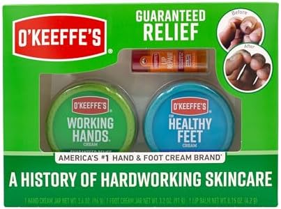 O'Keeffe's Giftbox Including Lip Repair with Cherry and Vitamin E Oil Stick, Working Hands Jar and Healthy Feet Jar