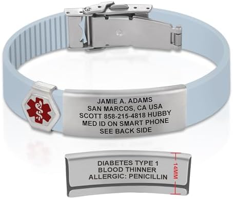 Divoti Custom Engraved Medical Alert ID Bracelet – Dual-Sided Laser Etching, Silicone Wristband, Stainless Steel Security Clasp – Adjustable & Trim-to-Fit – Emergency Medical Info Band for Men & Women