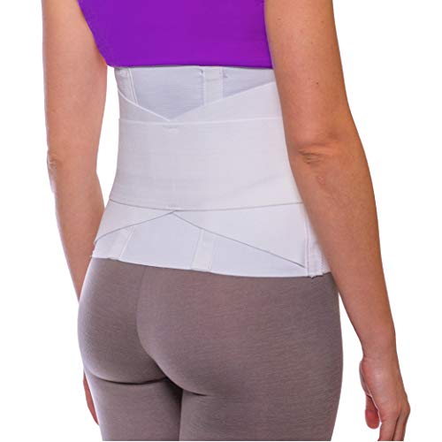 BraceAbility Women's Back Brace for Female Lower Back Pain - Lightweight Soft White Elastic Lumbar Compression Support Belt is Discreet Under Clothes for Ladies, Nurses, Walking (Medium)