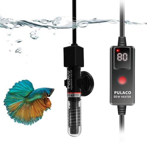 PULACO Small Aquarium Betta Heater for 6-10 Gallon Tank (50W)
