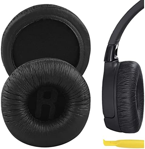 Geekria QuickFit Leatherette Replacement Ear Pads for JBL JR300, JR300BT, T450BT, T500BT, Tune 500, Tune 500BT, Tune 510BT, Tune 520 Headphones Ear Cushions, Headset Earpads (Black)
