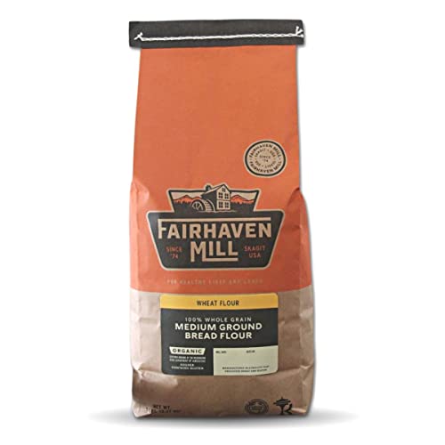Fairhaven Mill Organic Whole Grain Bread Flour - High Protein Medium Ground - Contains Gluten - Ideal for Breads, Rolls & Artisan Loaves - 5 lbs Bag - 8501M