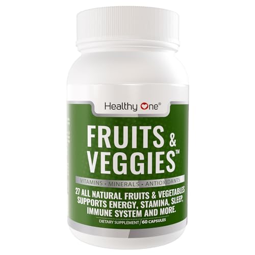 Healthy One Fruit and Veggies Supplement - 27 Superfood Fruit and Veggie Vitamins for Adults - Support Immune System - Daily Fruits and Vegetables Supplements - 60 Veggie Fruit Capsules