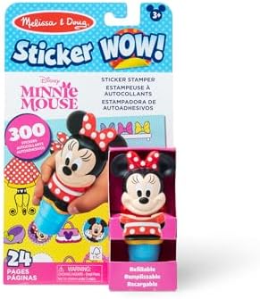 Melissa & Doug Sticker Wow!™ 24-Page Activity Pad and Sticker Stamper, 300 Stickers, Arts and Crafts Fidget Toy Collectible Character – Disney Minnie Mouse
