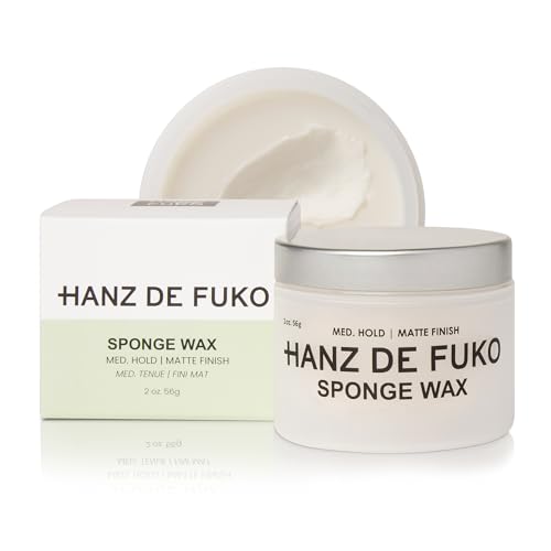 Hanz de Fuko Sponge-Wax – Premium Men’s Hair Styling Wax with Medium Hold & Semi-Matte Finish – 2oz