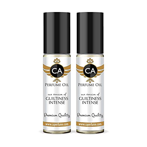 CA Perfume Impression of Guiltiness Intense For Women Replica Fragrance Body Oil Dupes Alcohol-Free Essential Aromatherapy Sample Travel Size Concentrated Long Lasting Attar Roll-On 0.3 Fl Oz-X2