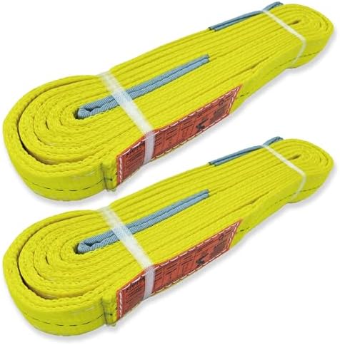 2-Ply Lifting Straps 2”x 12 ft Webbing Sling Tree Saver 2Pack Heavy Duty Web Strap Rigging Moving Towing Hoisting Gear KODIAK STRAPS