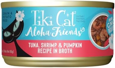 Tiki Cat Aloha Friends, Tuna, Shrimp & Pumpkin, Grain-Free & High Moisture, Wet Cat Food for All Life Stages 3 oz. Cans (Pack of 12)