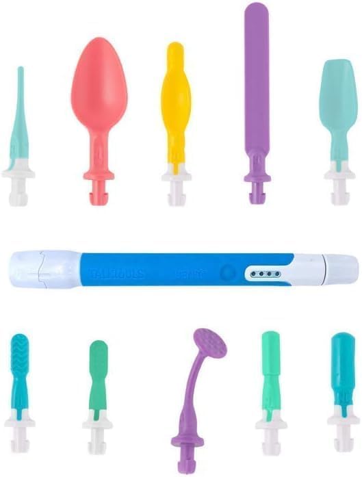 TalkTools Sensi Oral Sensory Therapy Tool with Soft Sensi Jaw Tips (Ocean Blue, 10 Tips Set - Ocean Blue)