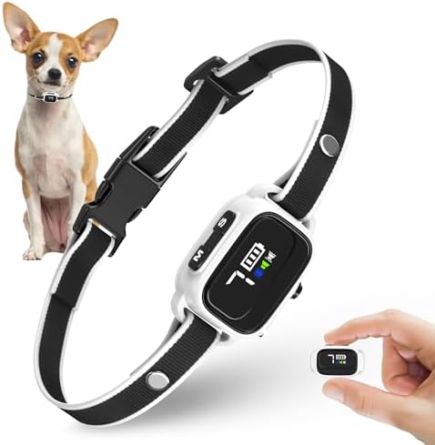 Anti-Bark Collar for Small Dogs, No Shock Anti Barking Collars with 7 Sensitivities, 3 Adjustable Modes Beep & Vibration, IP67 Waterproof - Effective & Humane Small Dogs Bark Collar-Snow White