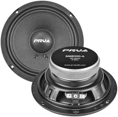 PRV AUDIO 6.5 Inch Car Speakers 200 Watts 4 Ohm, 6MB100-4 Factory Replacement Car Door Speakers (Pair) Shallow Profile