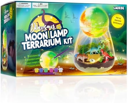 Dinosaur Terrarium Kit for Kids - Dino Kid Crafts with DIY Moon Lamp Kit - Birthday Gift for Boys Ages 4 5 6 7 8-12 Year Old - Arts and Crafts for Boys and Kids - Gifts for Boys