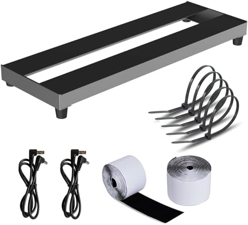 Mini Guitar Pedal Board, Aluminum Alloy Small Effect Bass Pedalboard, With Pedals Mountain Tape, (GREY, 16"x5.3" PBS-02)