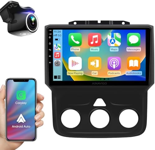9inch Car Stereo Radio for Dodge Ram 1500 2500 3500 2013 2014 2015 2016 2017 2018 with Wireless carplay/Android auto/Touchscreen/Android12/GPS Navigation/HD Backup Camera