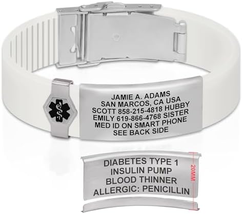 Divoti Custom Engraved Medical Alert ID Bracelet – Dual-Sided Laser Etching, Silicone Wristband, Stainless Steel Security Clasp – Adjustable & Trim-to-Fit – Emergency Medical Info Band for Men & Women