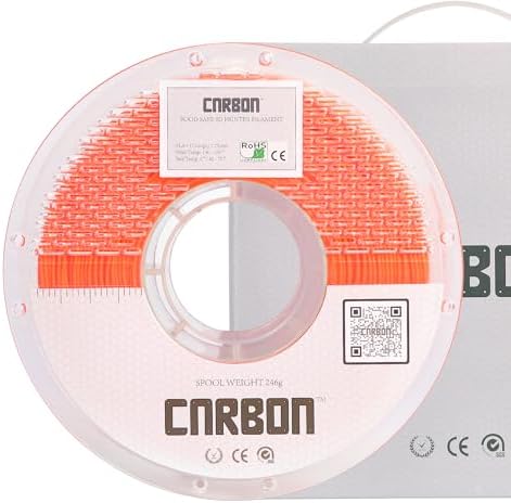 Certified Food Grade PLA+ 3D Printer Filament - CARBON by Comfy Materials - Lab Tested FDA Compliant Food Safe, 1.75mm, 1kg, Accuracy: +/- 0.02 (Orange)