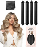 Heatless Hair Curler to Sleep in - Overnight Heatless Curls Blowout Rods Headband No Heat Curling Set, Jumbo Rods Hair Rollers Blowout Look for Long Hair Silk Hair Wrap for Sleeping Black