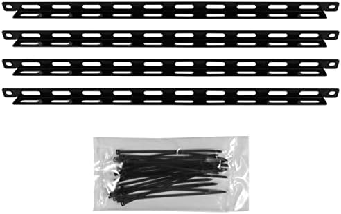 ECHOGEAR Rack Cable Management Tie Bar Kit - Includes 4X 1U Tie Bars, 24 Zip Ties, 8 Cage Nuts, & 8 Screws - Works with 19" Open Frame Racks & Enclosures