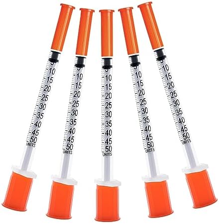 31G 0.5cc 1/4 Inch (6mm) Syringe with Needle, Individually Wrapped, Pack of 100