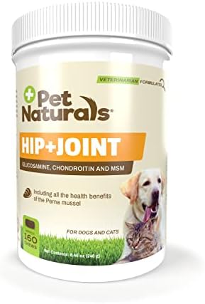 Pet Naturals Hip and Joint Supplement with Glucosamine, Chondroitin and MSM for Dogs and Cats, Duck Flavor, 160 Chews
