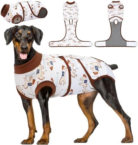 Kuoser Recovery Suit for Female Male Dogs, Dog Surgery Recovery Suit, Dog Onesie After Surgery Spay Neuter, Anti-Licking Pet Surgical Recovery Snugly Suit, Bodysuit for Abdominal Wounds Skin Disease