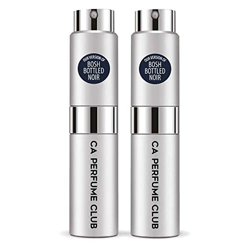 CA Perfume Impression of H. Bosh Bottled Noir For Men Replica Version Fragrance Dupes Concentrated Long Lasting Eau de Parfum Spray Refillable Atomizer Bottle 0.27 Fl Oz-X2