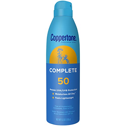 COPPERTONE Complete SPF 50 Sunscreen Moisturizing Spray Water Resistant 5.5oz