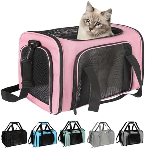 Top tasta Dog Cat Carrier Pet Carriers for Large Cats Small Dogs Carrier Soft Sided Puppy up to 25Lbs Dog Carrier Portable Foldable Dog Cat Travel Carrier (Large-Pink-20 * 13 * 13)