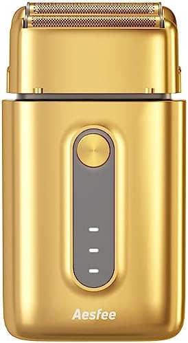 Electric Foil Shavers for Men Barbers - Dual Foils Shaver for Bald Head, Fades, Hairline with Gold Titanium Foil Cutters - Precise Face Razors for Clean Beard Stubble Shaving Type-C Rechargeable