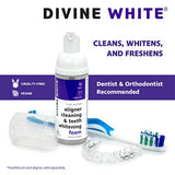 Divine White Dual-Action Stain Removal Aligner/Retainer Cleaner and Teeth Whitening Foam- Hydrogen Peroxide-Good for Invisalign, ClearCorrect, SmileDirectClub, Byte -Oral Care-Foam Toothpaste, 4-Pack