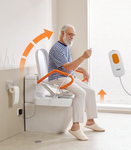 Electric Toilet Seat Lift, Electric Raised Toilet Seat, Powered Toilet Seat Riser with Handles, Toilet Lift Seat for Elderly, Support to 330LBS, AX12