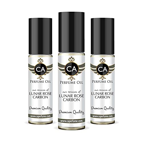 CA Perfume Impression of Lunar Rose Carbon For Men Replica Fragrance Body Oil Dupes Alcohol-Free Essential Aromatherapy Sample Travel Size Concentrated Long Lasting Attar Roll-On 0.3 Fl Oz-X3