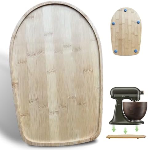 Bamboo Mixer Slider Mat for KitchenAid 4.5-5 Qt Tilt Head Stand Mixer, Kitchen Appliance Sliding Tray Mixer Mover Slider Board for Kitchen Aid 4.5-5 Qt Kitchen Countertop Storage Accessories