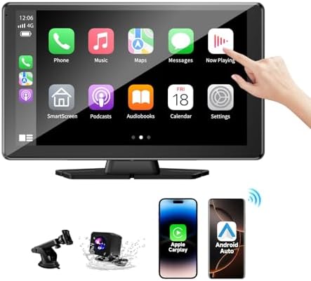 9 inch HD Portable Wireless carplay Screen for car & Android Auto Touchscreen With1080P Backup Camera/Mirror Link/Navigation/Car Stereo/Drive Play/Bluetooth/Voice Control