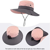 Women's Summer Sun-Hat Ponytail - Outdoor UV-Protection Mesh Wide Brim Foldable Hat with Ponytail Hole (Pink)