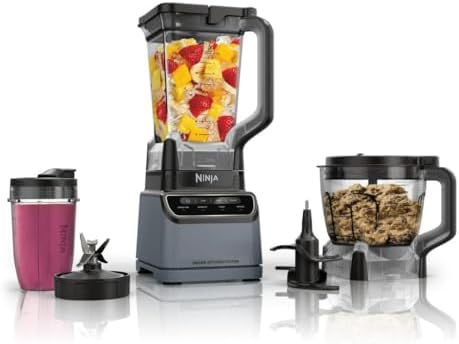 Ninja Grand Kitchen System 1200W Blender with 4 Auto-iQ Presets for Smoothie, Extract, Chop, Dough. 72oz Pitcher, 8-Cup Food Processor, Single-Serve Cup, Total Crushing & Pro Extractor Blades