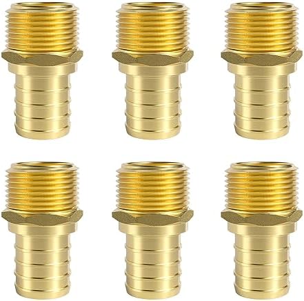 SUNGATOR 6-Pack PEX 1" x 3/4" NPT Male Threaded Adapter Crimp Fitting, No Lead Brass