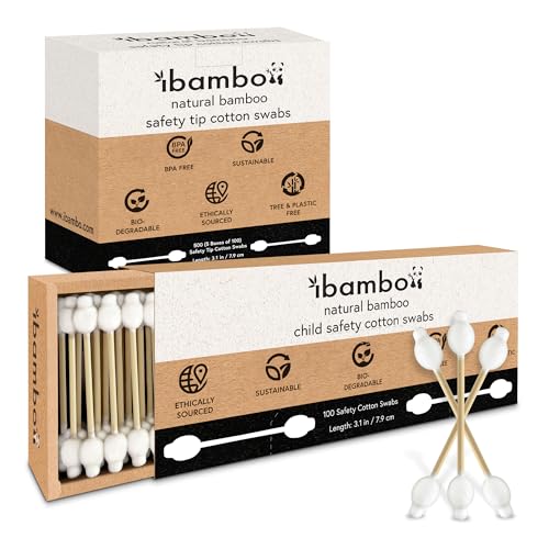 500 Pack 100% Bamboo Baby Cotton Swabs - FSC Certified Double Tipped Child Safety Cotton Swabs for Ear and Nose Cleaning | Perfect for Diaper Bags or Personal Care | Hypoallergenic Baby Swabs
