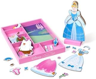 Melissa & Doug Disney Cinderella Magnetic Dress-Up Wooden Pretend Play Set (30+ pcs) - Toys, Princess Dress Up Doll For Preschoolers And Kids Ages 3+