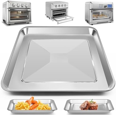 Air Fryer Tray Replacement for Cuisinart TOA-60 TOA-65 TOA-70 Toaster Air Fryer Convection Oven, 12.2 * 11'' Non-stick Mesh Air Fryer Steel Basket Wire Rack Accessories Parts, Dishwasher Safe