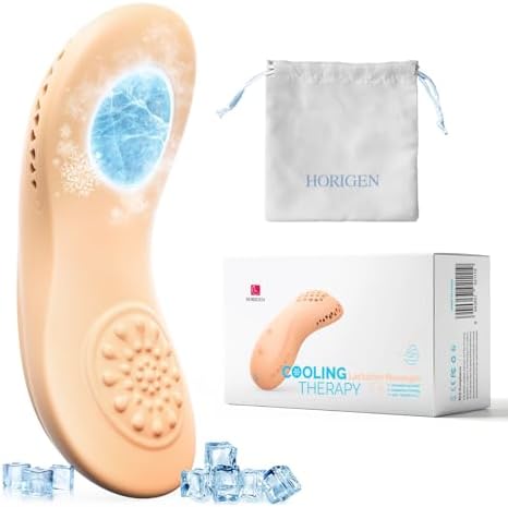 Lactation Breast Massager, 3 Cooling + 5 Vibration Hands-Free Breast Massager for Breast Swelling, Clogged Milk Ducts, Increase Milk Flow, Breast Engorgement, SPA-Grade Massager