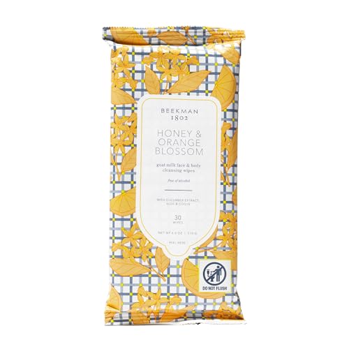 Beekman 1802 Face & Body Wipes - 30 Count - Cleanses Dirt & Makeup - With Goat Milk, Aloe & Vitamin E - Alcohol Free, Biodegradable - Good for Sensitive Skin - Cruelty Free - Packaging May Vary