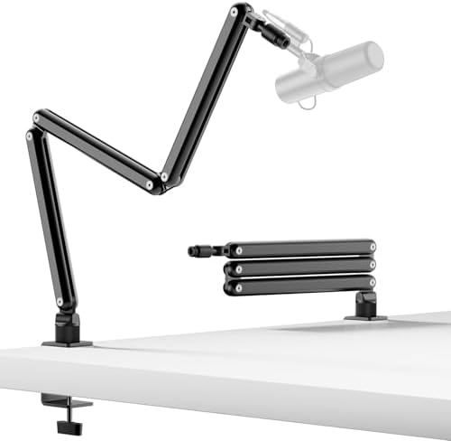 TODI Mic Arm, Microphone Arm Rotatable, Storable Desk Microphone Stand Bear 3LB with Mount Clamp, Mic Stand Boom Arm with Cable Management with 3/8'' 5/8'' Interface for Live Streaming, Gaming