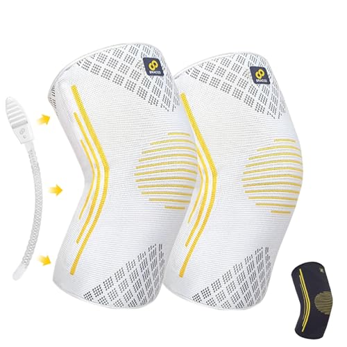 Bracoo 2 Pack Knee Compression Sleeves for Men and Women – Knee Support Brace for Running, Workout, Pain Relief, Meniscus Tear, Arthritis, Joint Recovery, Sports Injury, KE92