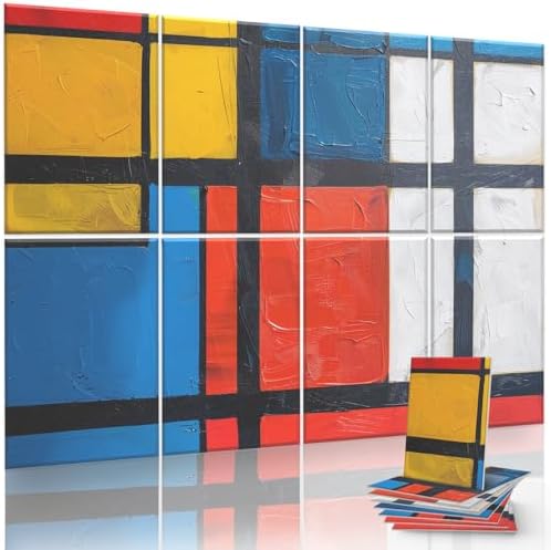 8-Pack Art Acoustic Panels Sound Absorbing Panels, 48x32 Inch Decorative Acoustic Panels, Sound Absorbing Wall Art with Nano Glue for Recording and Home Studio, Office,Conference