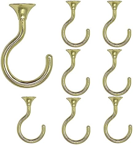 Heavy Duty Swag Ceiling Hooks with Hardware for Hanging Plants, Cavity Wall Fixing, Easy Installation, Holds Up to 30lbs, Ideal for Home & Garden (8 Sets, Gold)