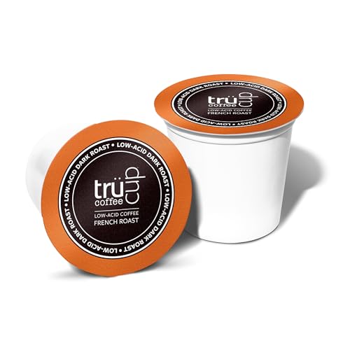 trücup Low Acid Coffee - French Roast - 48 Count Single Serve Coffee Pods- Smooth- Can Be Gentle on the Stomach (French, 48)