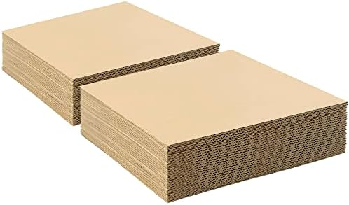 Golden State Art, 50 pack 10x10 Corrugated Cardboard Sheets Cardboard Inserts Flat Cardboard Layer Pads for Packing, Mailing or Art Crafts (1/8" Thick, Brown)
